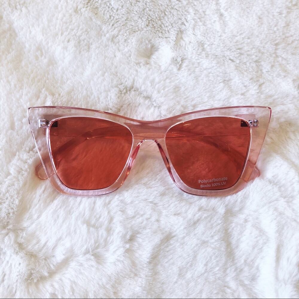 Kiara Clear Pink Full Rim Cat Eye Sunglasses